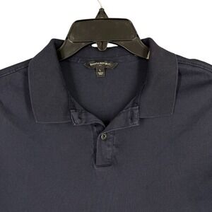 BANANA REPUBLIC LUXE TOUCH POLO SHIRT MENS L PREPPY NAVY GOLF‎ CASUAL QUICK-DRY